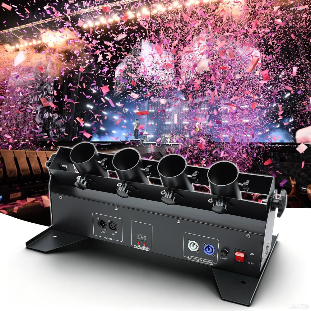 Confetti Cannon Tube - 150W 4 Head Electric Confetti Machine