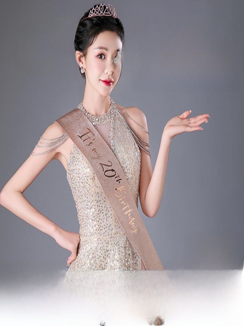 Champagne Gold Sparkle Crown S - огляд і ціна Birthday Sash Glitter