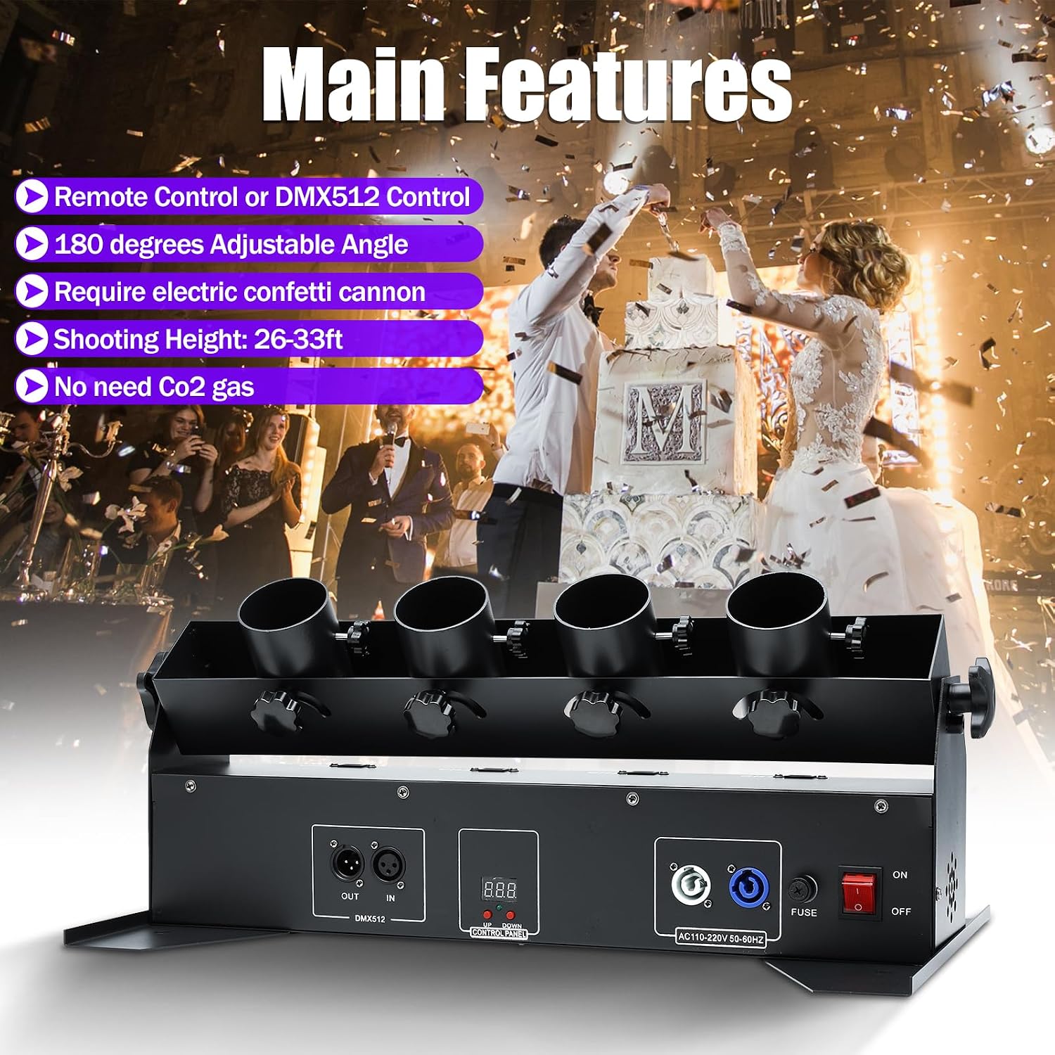 150W 4 Head Electric Confetti  - огляд і ціна Confetti Cannon Tube